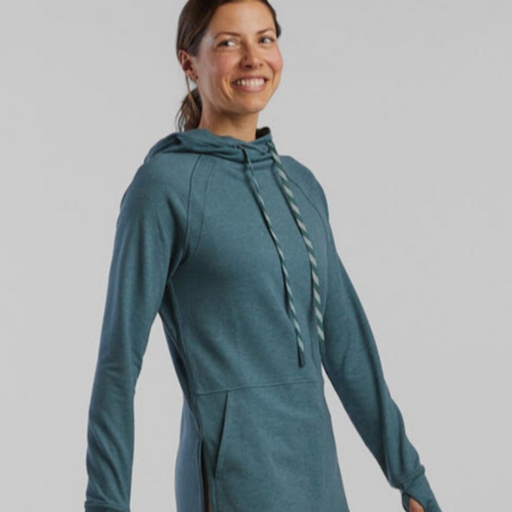 Title Nine Women Size Large Manresa Blue Jade Hoodie Pullover Sweatshirt